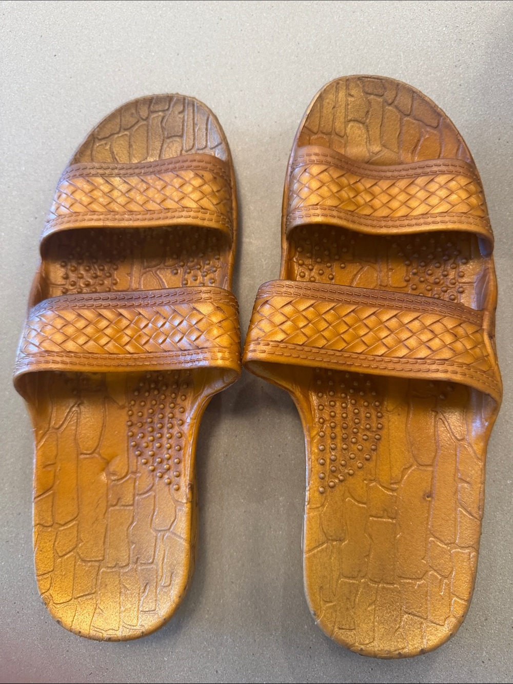 ALOHA Collection Tan Braided Double-Strap Slide Sandals